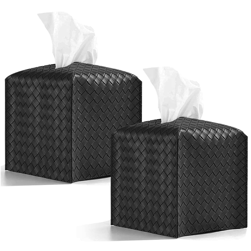 2 Pack Tissue Box Cover, Modern PU Leather Square Tissue Box Holder