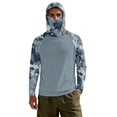 thumbnail image 2 of SEANATIVE Men's UV Protection Fishing Hoodie with Face Mask, Full Coverage Sun Guard Tops Lightweight Fishing Shirt for Running Workout Travel, 2XL, Camouflage Gray, 2 of 7