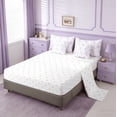 thumbnail image 5 of jejeloiu Ribbon Bow Tie Bedding Comforter Set 7 Pieces,Bowknot Stars Pattern Full Bedding Set,Purple White Fitted Sheet Flat Sheet,Lightweight Room Decorative Reversible, 5 of 9