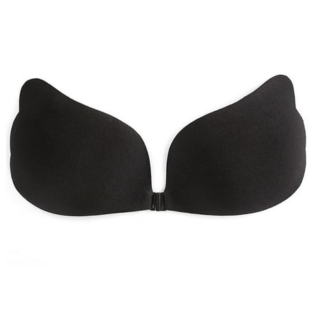 POPLIS Women Strapless Wing Shaped Sticky Bra Adhesive Invisible Silicone Nipple Front Buckle Push Up Backless Reusable Chest Stickers