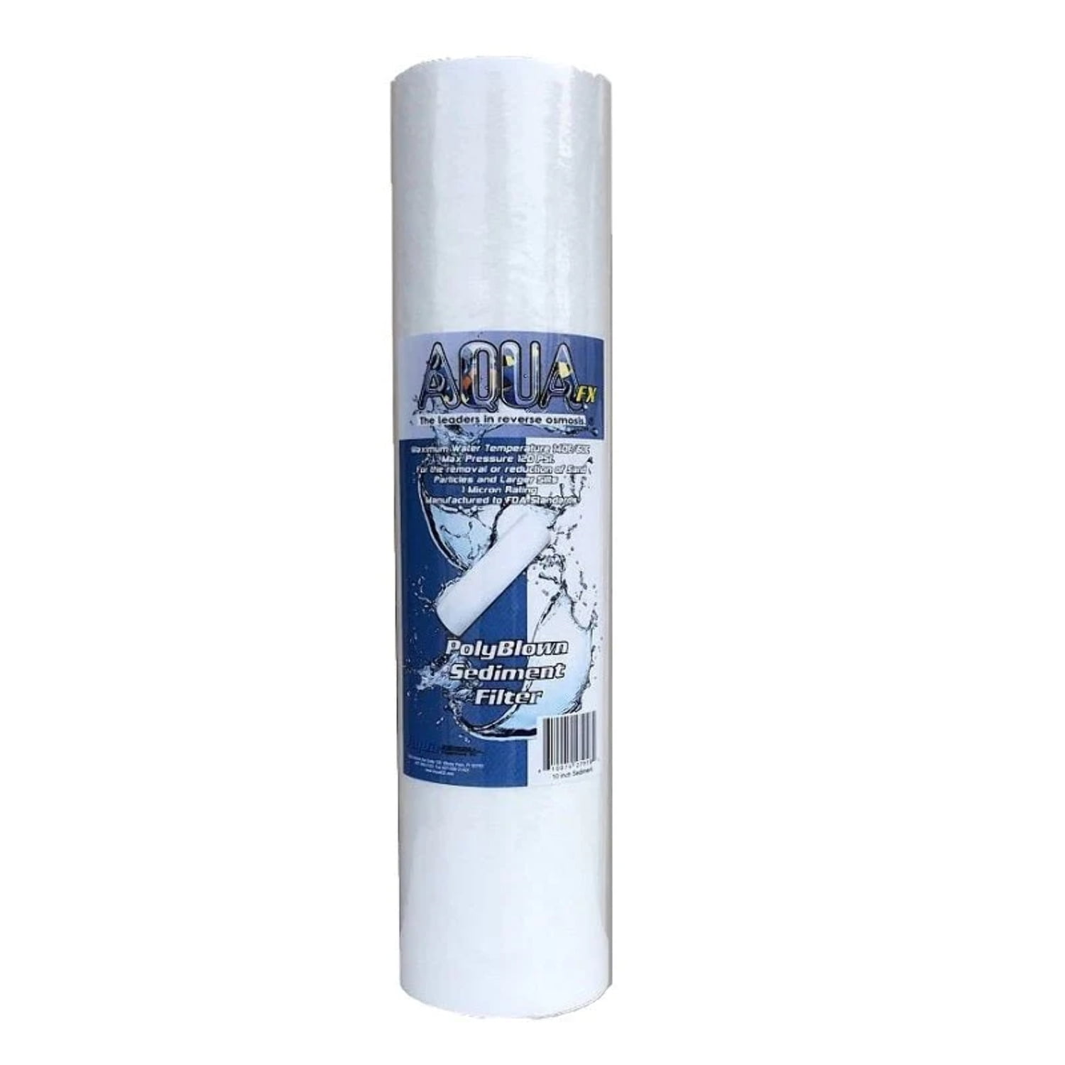 AquaFX 1 Micron Poly Blown Replacement Sediment Filter for Reverse Osmosis Systems