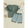 thumbnail image 4 of vera natura Baby Boy Summer Outfits Short Sleeve Hoodie + Checkerboard Shorts Set Toddler Clothes, 4 of 9