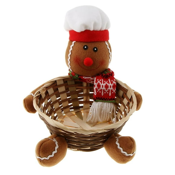 Christmas Doll Wooden Storage Basket Holder Xmas Holiday Home Decorations Gingerbread Man