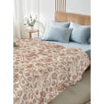 thumbnail image 4 of Full Size Flat Sheet Only, Brown Flowers Soft Brushed Microfiber Bed Sheets, Vintage Farmhouse Floral Leaves Vines Hotel Quality Breathable Bedding Top Sheet, Easy Care, 66"x102", 4 of 9