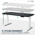 thumbnail image 2 of MotionGrey Height Adjustable German Electric Dual Motors Sit to Stand Computer Home Table and Office Standing Desk - White Frame with Black Tabletop (140cmx71cmx2.5cm), 2 of 9