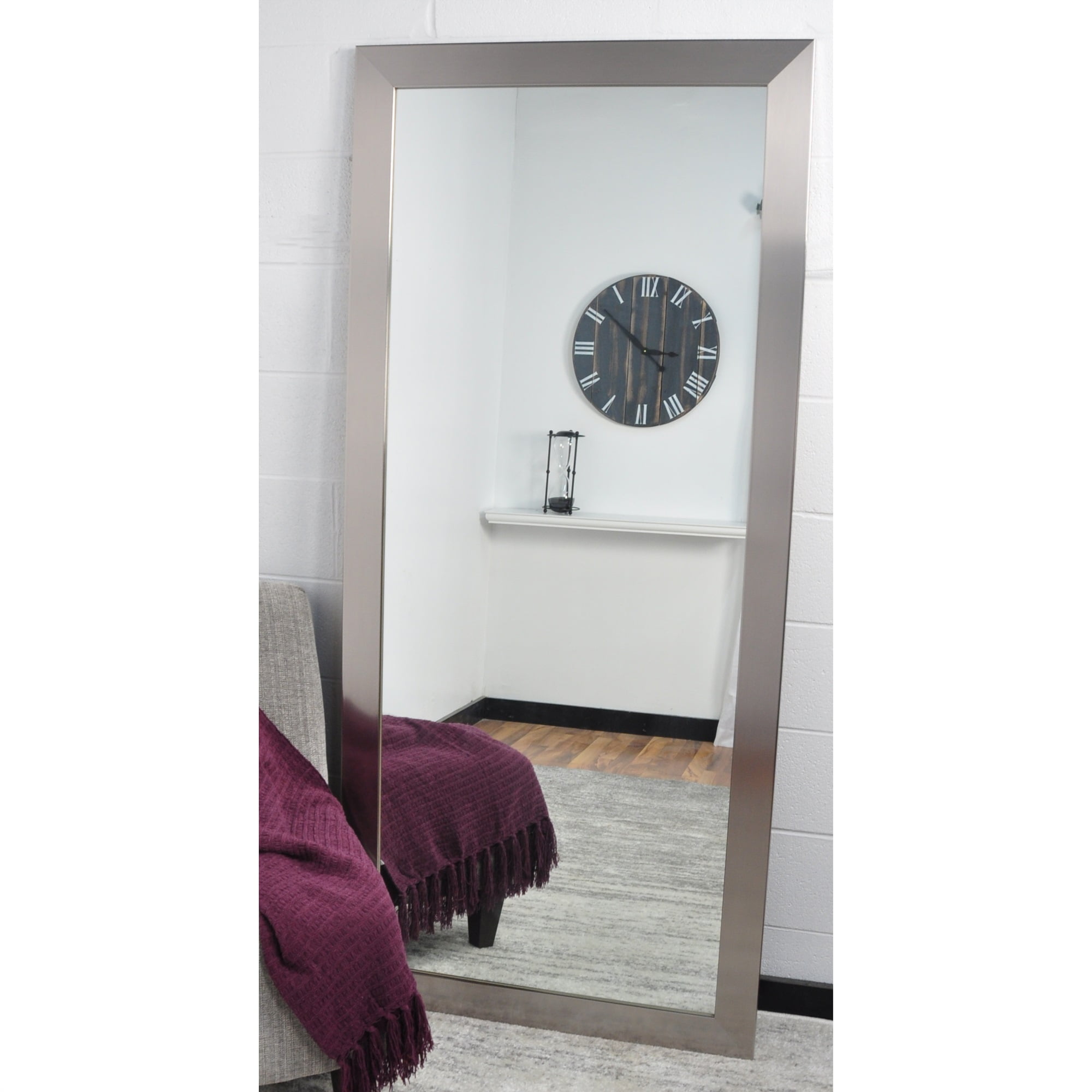Silver Style Floor Leaning Tall Mirror 32''x 66'' - Walmart.com