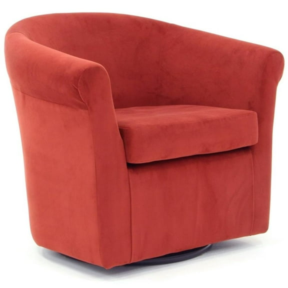 Fox Hill Trading Marlee 19"H Polyester Fabric Swivel Club Chair in Red