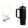 thumbnail image 3 of Unique Bargains 1 Pc Pearl Chain Bow Letter K Water Cup Pendant for Travelling Purple Alloy, 3 of 5