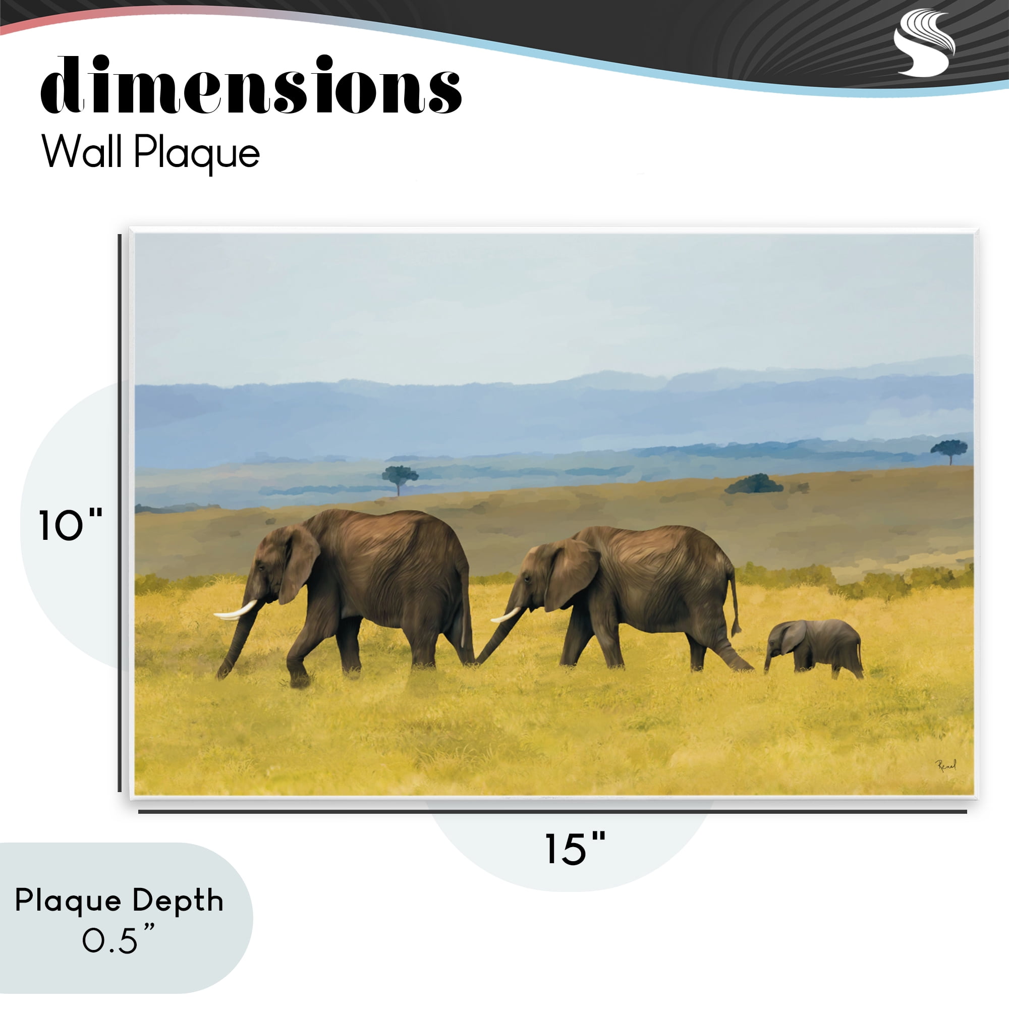 Stupell Industries Elephants In The Grassland Wall Plaque Art, design by Renel Peters