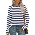 thumbnail image 6 of Kaemgyyd Women Striped Long Sleeve Sweater Causal Oversized Knit Pullover Tops Loose Crewneck Ribbed Fall Clothing with Thumb Hole, 6 of 6