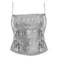 thumbnail image 5 of Womens Summer Tops Women Sparkly Top Sequin Spaghetti Strap Glitter Crop Top Sleeveless Going Out Tops Concert Outfits Shirts for Women, 5 of 5