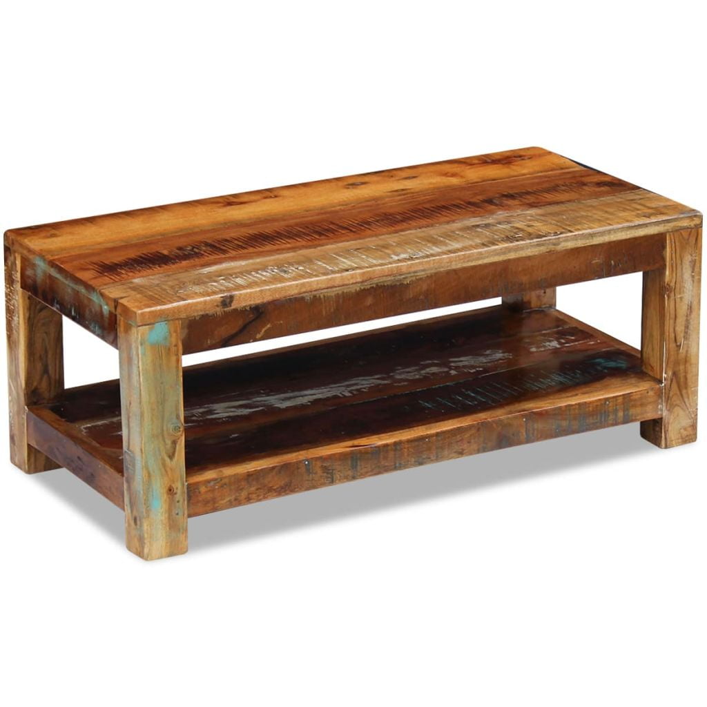 Kepooman Modern Rectangle Reclaimed Wood Coffee Accent Table for Living Room Bedroom, 35.4" x 17.7" x 13.8", Brown Kepooman Modern Rectangle Reclaimed Wood Coffee Accent Table for Living Room Bedroom, 35.4" x 17.7" x 13.8", Brown