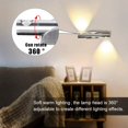 thumbnail image 3 of Aplique de pared con punto LED para interiores de 6 W, iluminación de pared de aluminio giratoria de 360 ​​grados, moderna, arriba hacia abajo, luz ajustable para dormitorio, sala de estar, blanco cálido ER, 3 of 5
