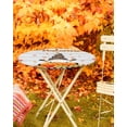 thumbnail image 5 of Round Tablecloth with Elastic Autumn Welcome Gnome on Plaid Rustic Wood Grain Waterproof Stain-proof Table Cover Wipeable Fitted Table Cloths for 36"-44" Round Tables Dining Kitchen, 5 of 6