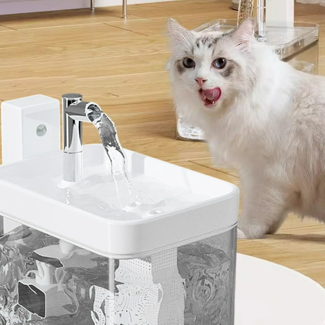 LSLJS Cats Water Dispenser Unplugged Wireless Sensor Pet Intelligent Drinking Water Dispenser Automatic Circulation No Wet Mouth Flowes