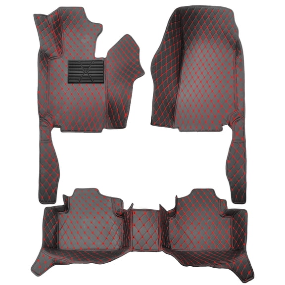 Leadwolf Car Floor Mats for Mercedes-Benz C-Class Sedan 4 Doors, Full Coverage All-Weather Waterproof Non-Slip Faux Leather Black and Red
