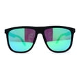 thumbnail image 1 of Polarized Hipster Flat Top Horn Rim Light Weight Slick Sunglasses Matte Black Green Mirror, 1 of 4