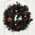 thumbnail image 1 of Grande Économie, HWRETIE Couronne Décorative de Simulation d'Halloween - Toile Réaliste pour Décoration de Porte Murale Fête Décoration de Simulation d'Halloween Couronne, 1 of 6