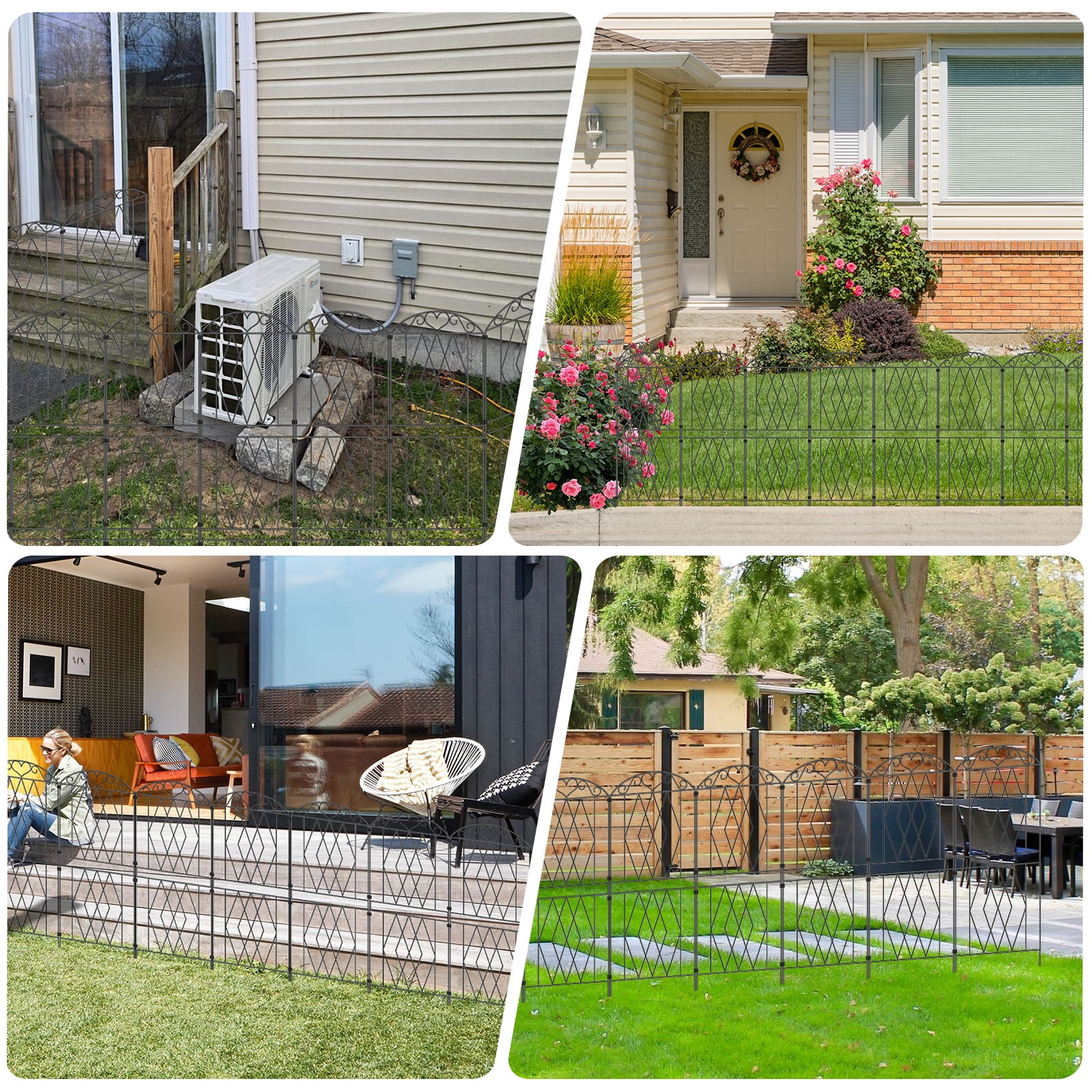 ROMUCHE Decorative Garden Fence for Yard 10 Pcs, 43.3in (H) x 12.8ft (L) No Dig Fence, Dog Fencing Rustproof Metal Wire Panel Animal Barrier Fence for Yard Lawn Patio Outdoor Decor