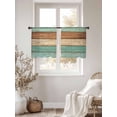 thumbnail image 3 of Farmhouse Teal Blue Brown Sheer Curtains 54 Inch Length 2 Panels Set Window Treatments, Vintage Wooden Striped Rod Pocket Semi Curtains for Living Room/Bedroom/Kitchen Décor, 104"W x 54"L, 3 of 7