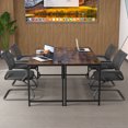 thumbnail image 4 of Costway Set of 2 Meeting Room Desk with Charging Station & Headphone Hook Metal Frame Brown, 4 of 8