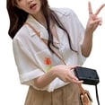 thumbnail image 4 of Camisa con botones para mujer, manga corta, estampado de flores, transpirable, delgada, informal, suelta, camisa con botones para verano, blanco, L, 4 of 14