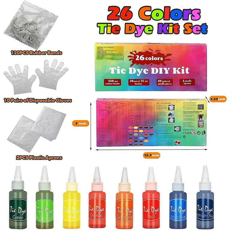 HTVRONT Tie Dye Kit - 26 Colors Pre-Filled Bottles Tye Dye Kit, Permanent  Non-Toxic Tie Dye Kits for Adults and Kids, Tie Die Kit for Group Handmade