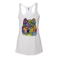 thumbnail image 3 of Wild Bobby, Colorful Majestic Neon Atric Wolf | Dean Russo Art Animal Lover Tri-Blend Racerback Sleeveless Top, Heather White, S, 3 of 5