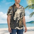 thumbnail image 3 of Yiaed Graceful Snow Leopard Print Hawaiian Shirt for Men Short Sleeve Button Down Shirts Beach Shirts for Men,Small, 3 of 7