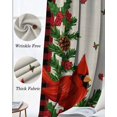 thumbnail image 6 of Christmas Cardinal Black Out Curtains 84 Inch Long for Living Room, Winter Xmas Poinsettia Holly on Linen Blackout Curtain Shade Thermal Insulated Window Curtains Grommet Drapes 42"x84" 2 Panels, 6 of 8