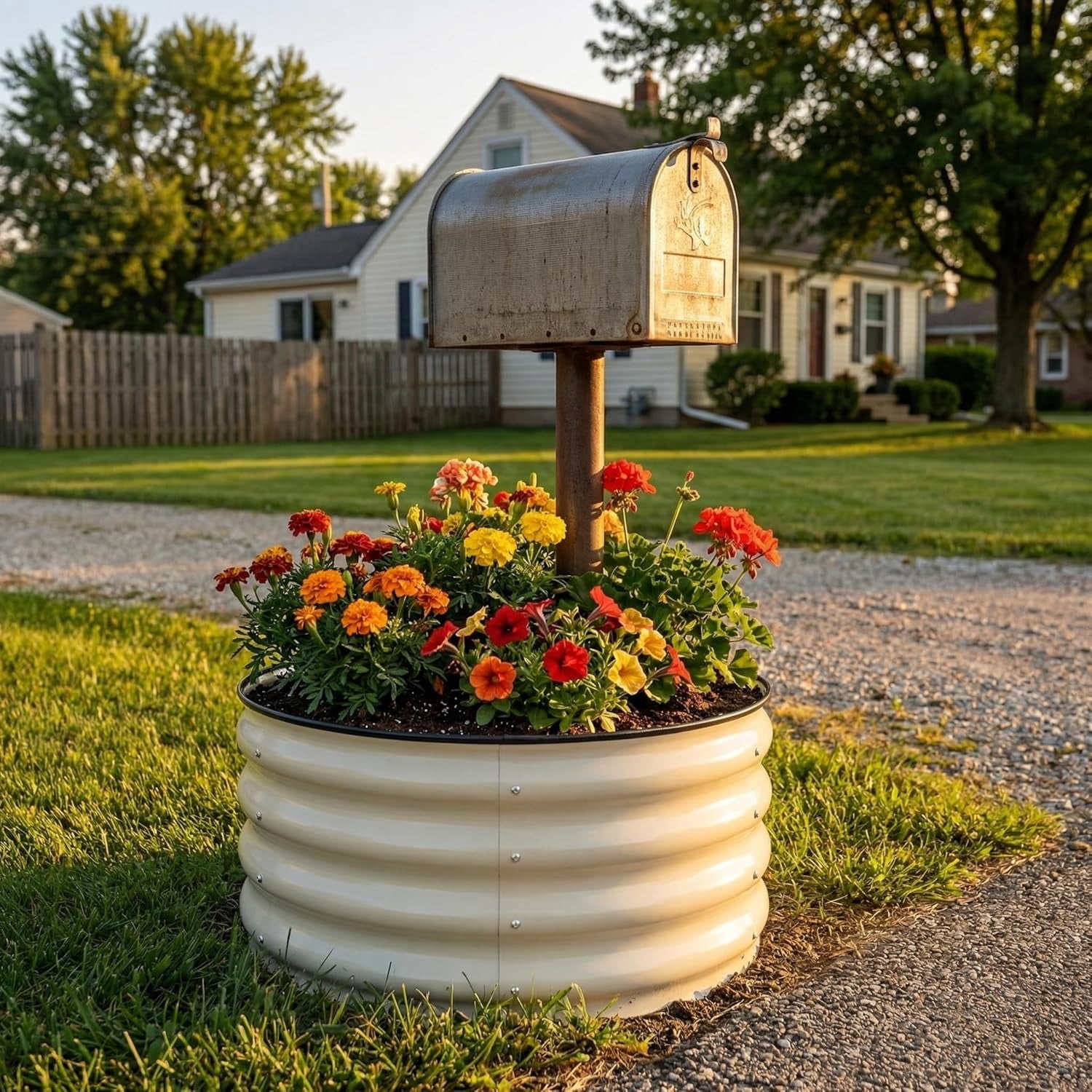 3 Pcs 2x2x1ft Round Galvanized Raised Garden Bed Kit Outdoor, Metal Planter Box for Planting Plants Vegetables, White