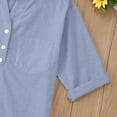 thumbnail image 4 of WOYY Big Boys Cotton Linen Henley T-Shirt Solid 3/4 Sleeve V Neck Blouse, Sizes 5-13, 4 of 7