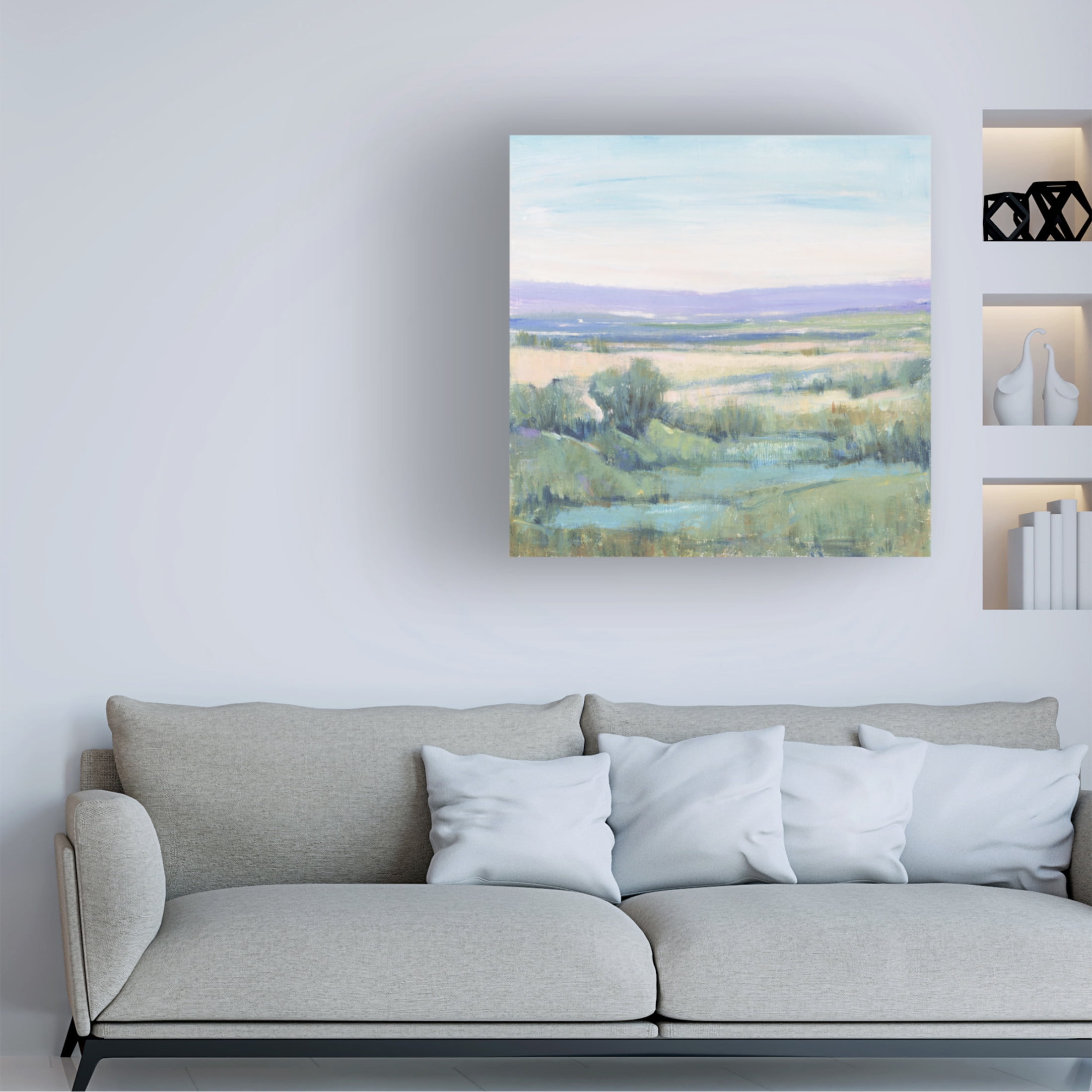 Canvas Wall Art - Tim OToole 'Lavender Horizon II' Wall Art for Living Room, Bedroom, or Office Décor by Trademark Fine Art - 35 x 35 Inches