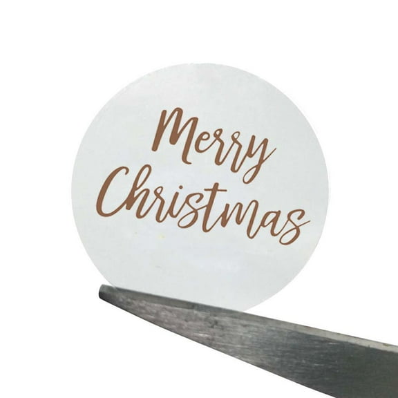 GENEMA 500pcs Round Transparent Merry Christmas Stickers Envelope Gift Cards Seal Label