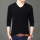 thumbnail image 3 of Suéteres de punto para hombre, cuello en V, ropa para hombre, pulóveres, camiseta negra, color sólido, liso, informal, clásico, ajustado, tejido, nuevo en oferta, tallas S, 3 of 5