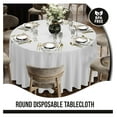 thumbnail image 3 of 12-Pack White Round Plastic Tablecloth Disposable – Size: 108 Inches – Round Plastic Table Cloths for Parties, Picnics & Formal Events, 3 of 7