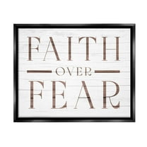 Stupell Industries Rustic Faith Over Fear Religious Painting Black Floater Framed Canvas Art Print Wall Art, 31 x 25