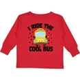 thumbnail image 3 of Inktastic I Ride the Cool Bus with Yellow Bus Boys or Girls Long Sleeve Toddler T-Shirt, 3 of 5