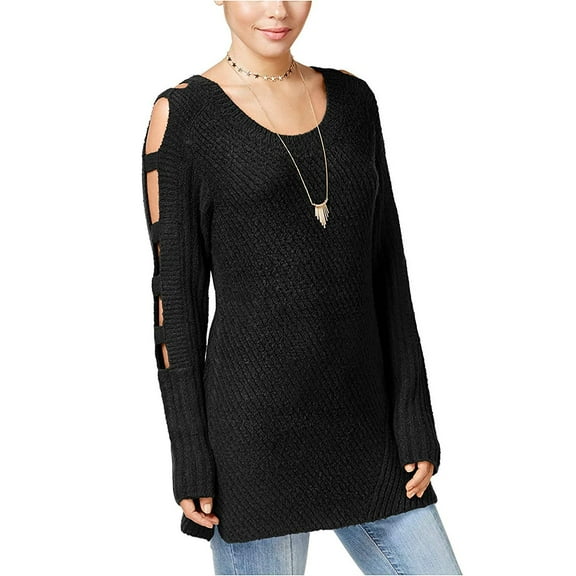 Crave Fame by Almost Famous Juniors' Ladder-Sleeve Sweater (Black, Small)