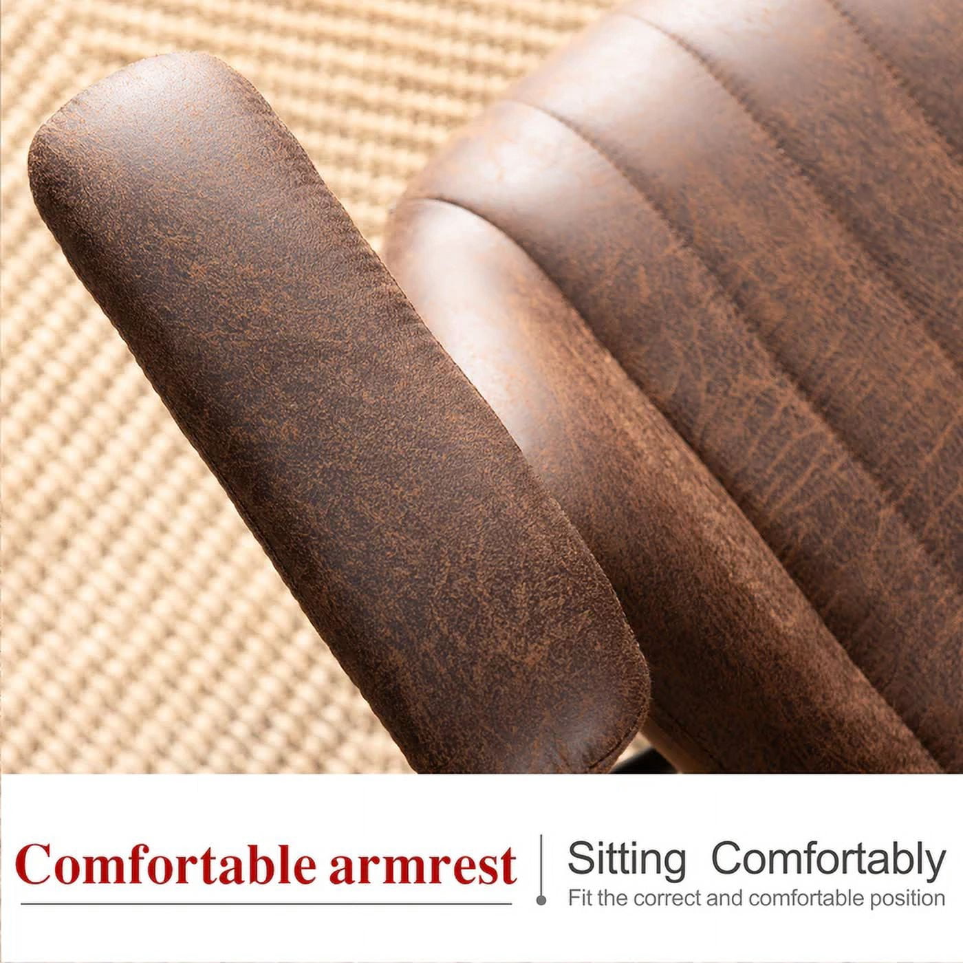 XIZZI Ergonomic Office Chair with Wheels Suede Fabric Swivel Gaming Chair,Modern Adjustable Computer Chairs with Armrest-Brown
