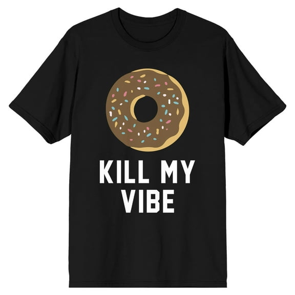 Donut Kill My Vibe Crew Neck Short Sleeve Men's Black Big And Tall T-shirt