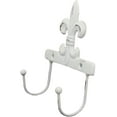 thumbnail image 2 of Ebros Gift 5.75" Tall Cast Iron Rustic Vintage Distressed White Fleur De Lis Emblem with 2 Peg Hooks Decorative Wall Hook Southwestern Hangers Accent for Keys Leashes Coats Hats (1), 2 of 4