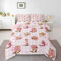 Homewish Cowgirl Cowboy Boot Full Size Comforter Sets, Cartoon Stars Print Bedding Comforter Set, Teens Kids Girls Reversible Bedding Sets, Luxury Bedroom Decor, 3 Pieces