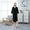 thumbnail image 5 of Women Waffle Knit Kimono Spa Robe Soft Cozy Breathable Lightweight Bathrobe with Side Pockets, 5 of 7