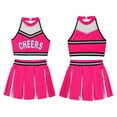 thumbnail image 4 of MSemis Kids Girls 2PCS Cheer Leader School Uniform with Pleated Mini Skirt Set, 4 of 4