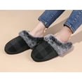 thumbnail image 3 of House Slippers for Woman Men, womens Checkered Slippers on House Shoes Cozy Memory Foam Scuff plaid Shoes with Fuzzy Faux Fur Comfortable Anti-Slip Warm Fuzzy indoor outdoor, 3 of 8