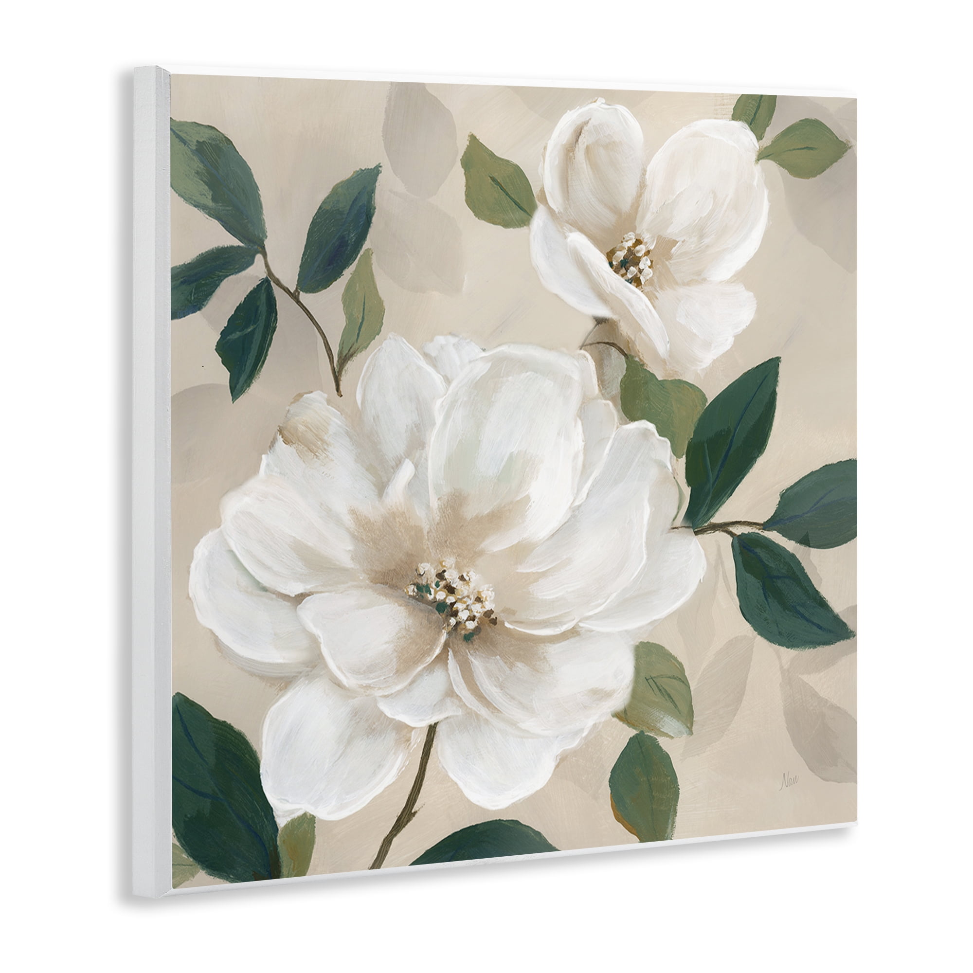 Stupell Industries Serene White Magnolia Study Wall Plaque Art, design by Nan