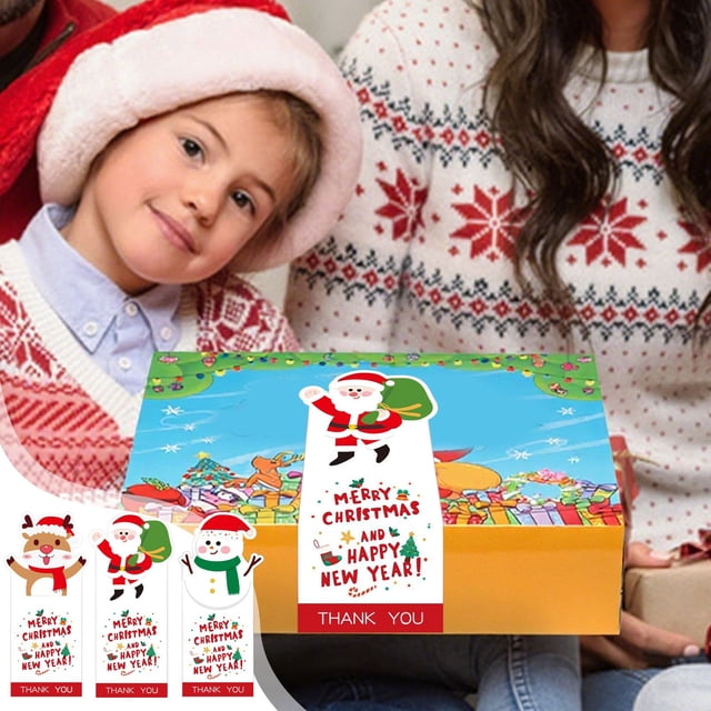 50 Christmas Stickers for Gift Wrapping – Large Merry Christmas Sealing Labels for Boxes, Bags & Cards