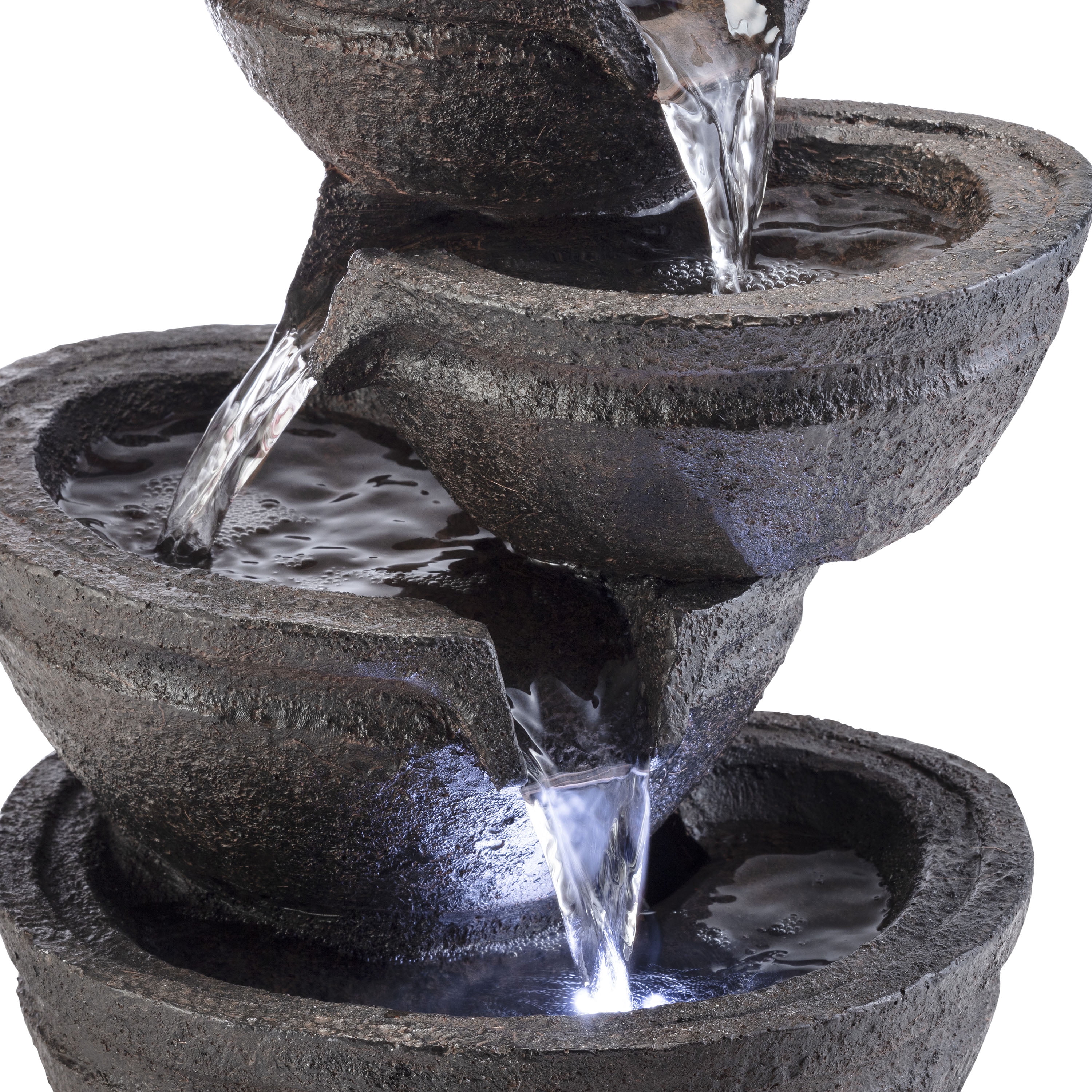 Alpine Corporation 13" 3-Tiered Bowls Tabletop Fountain with LED Lights, Resin