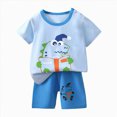 thumbnail image 2 of Toddler Boys Summer Outfit Sets Short Sleeve Cartoon Graphic Print T-shirts Tops and Pocket Shorts Boys' Outfit Set, 2 of 5